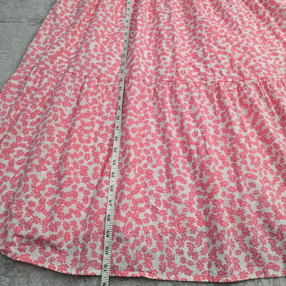 Women's Maxi Dress Plus Size 3X Pink Floral Smocked Cottagecore Tiered Pockets - Picture 4 of 10